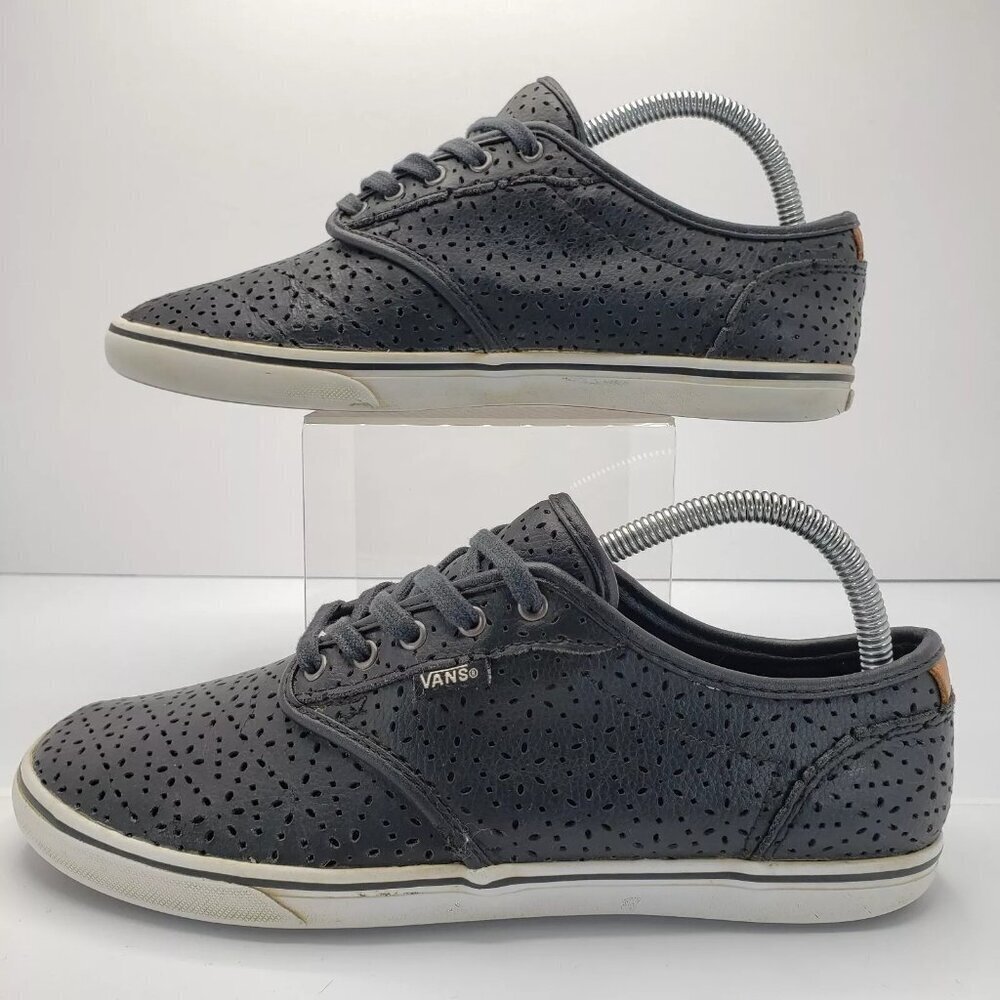 Vans Off The Wall Low Top Black Dye Cut Leather Shoes Womens Size 9 #721356
